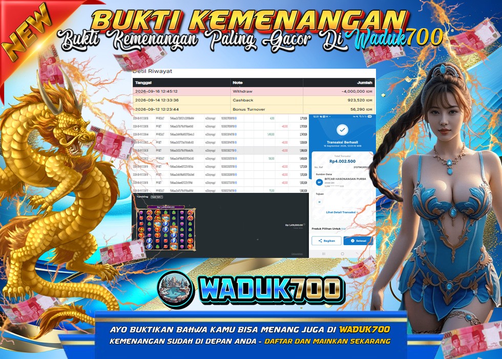 BUKTI JACKPOT SLOT FORTUNE OF OLYMPUS  DI WADUK700 INDONESIA TGL 16-09-2026