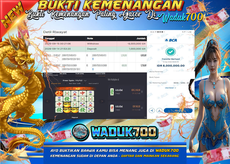 BUKTI JACKPOT SLOT MAHJONG WAYS DI INDONESIA TGL 15-09-2026 WADUK700