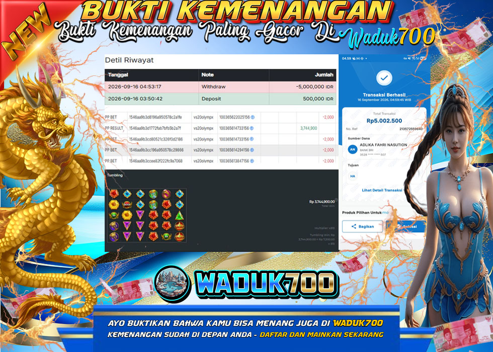 BUKTI JACKPOT SLOT GATES OF OLYMPUS 1000 TERPERCAYA DI INDONESIA TGL 16-09-2026 WADUK700