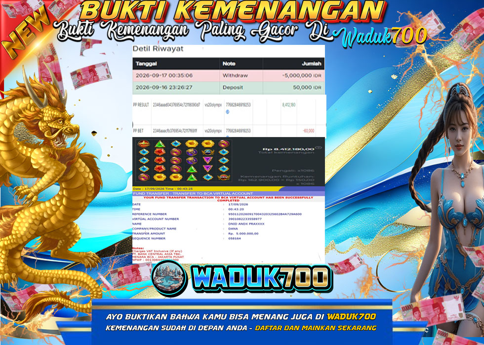 BUKTI JACKPOT SLOT GATES OF OLYMPUS 1000 TERPERCAYA DI INDONESIA TGL 17-09-2026 WADUK700