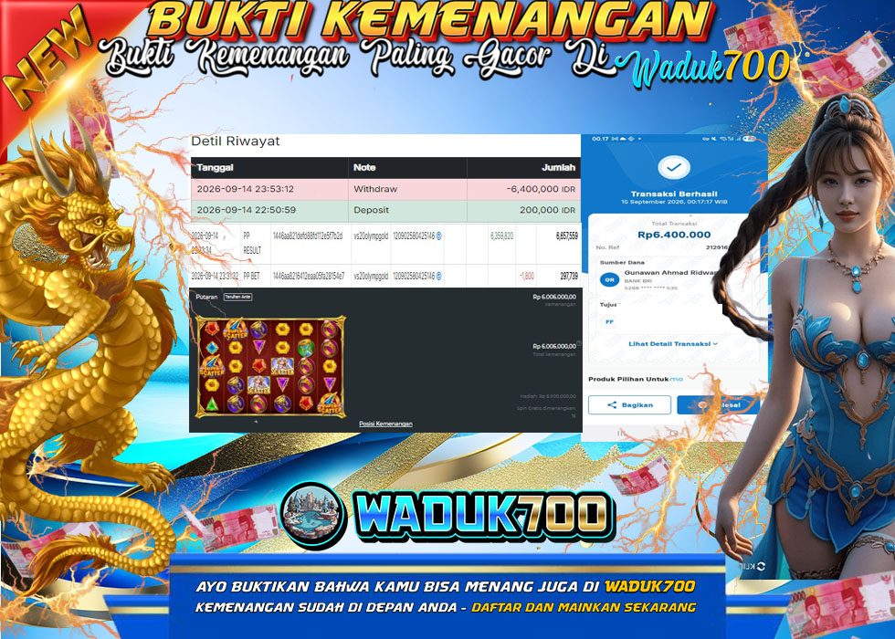 BUKTI JACKPOT SLOT GATES OF OLYMPUS SUPER SCATTER DI INDONESIA TGL 15-09-2026 WADUK700