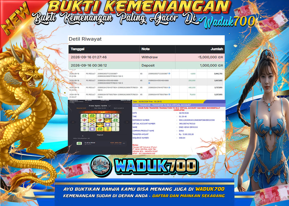 BUKTI JACKPOT SLOT PG SHOF MAHJONG WAYS 1 TERPERCAYA DI INDONESIA TGL 16-09-2026 WADUK700